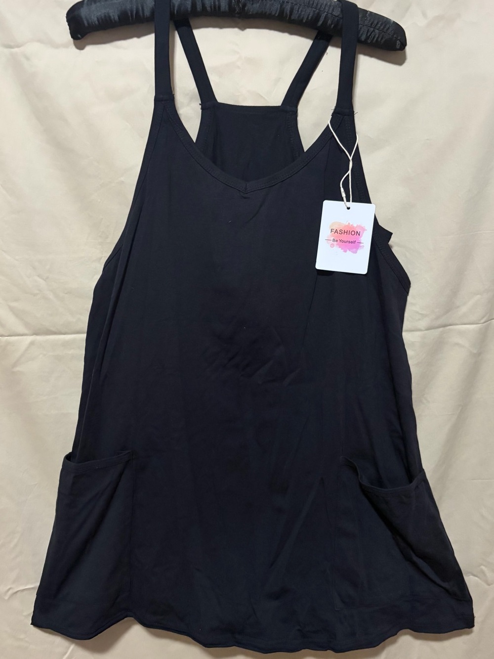 Black Strappy Pocket Romper -